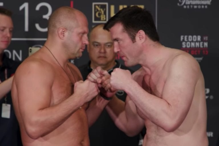 Video: Watch Fedor & Chael Sonnen’s Final Bellator 208 Staredown