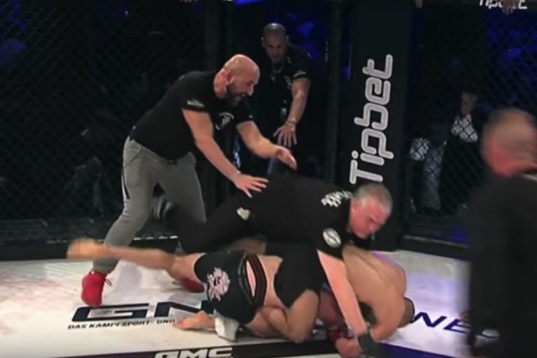 Video: Pandemonium Breaks Out When German MMA Ref Misses Towel Thrown