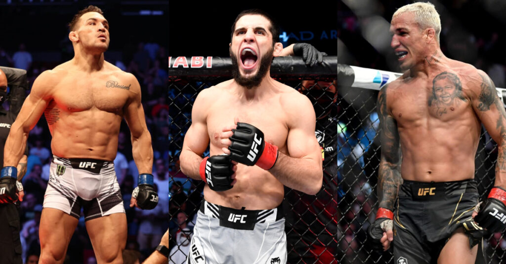 Islam Makhachev, Charles Oliveira, Michael Chandler