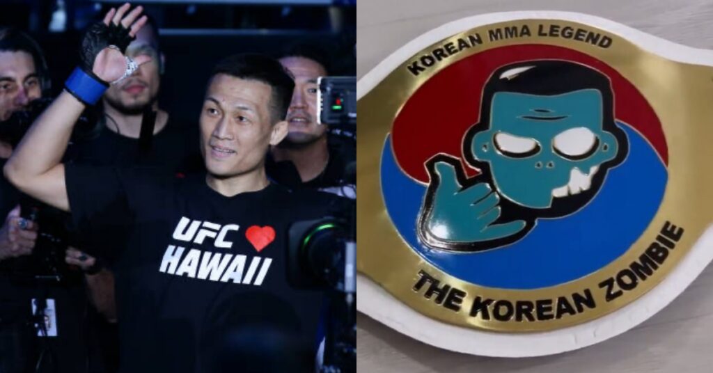 The Korean Zombie gifted custom UFC WEC championship belt retirement MMA