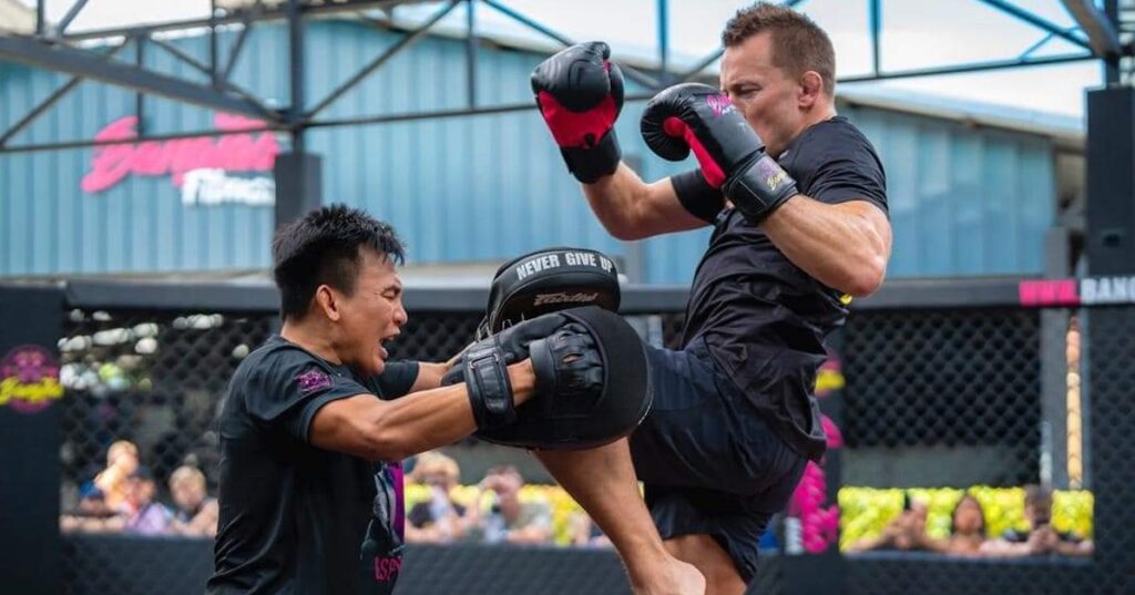 GSP flying knee at BangTao MMA in Phuket