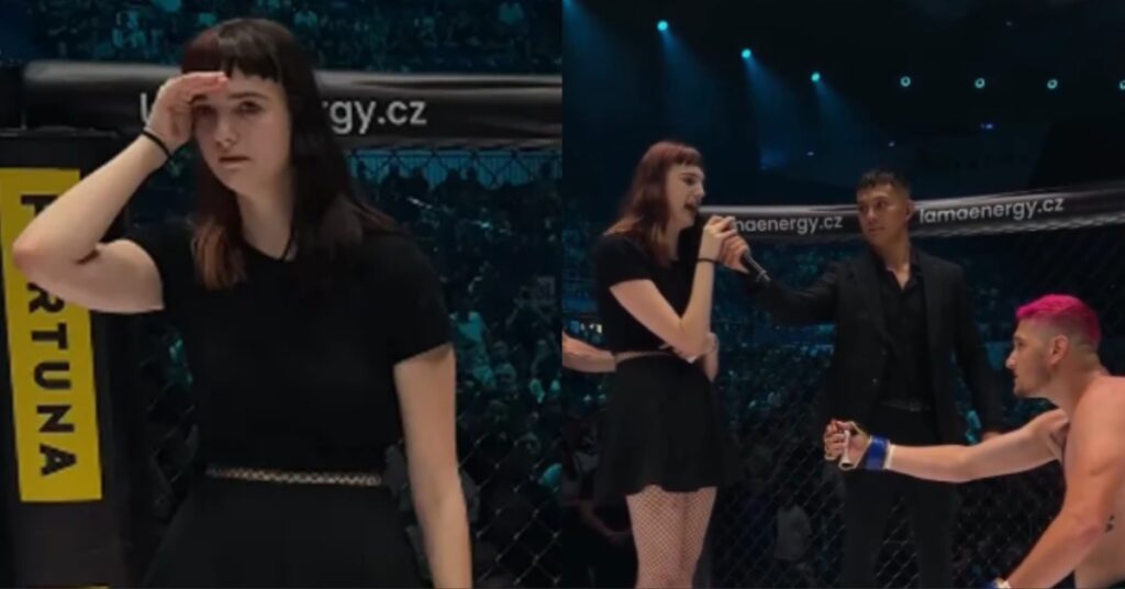 Video - MMA fighter Lukas Bukovaz takes two Ls as his girlfriend KOs marriage proposal in the cage