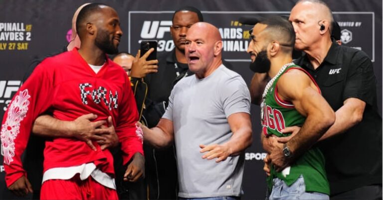 Leon Edwards lunges at Belal Muhammad in tense UFC 304 presser face off