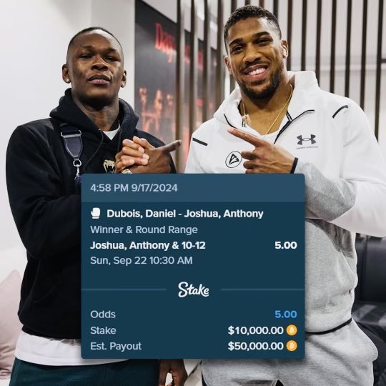 Israel Adesanya bets on Anthony Joshua