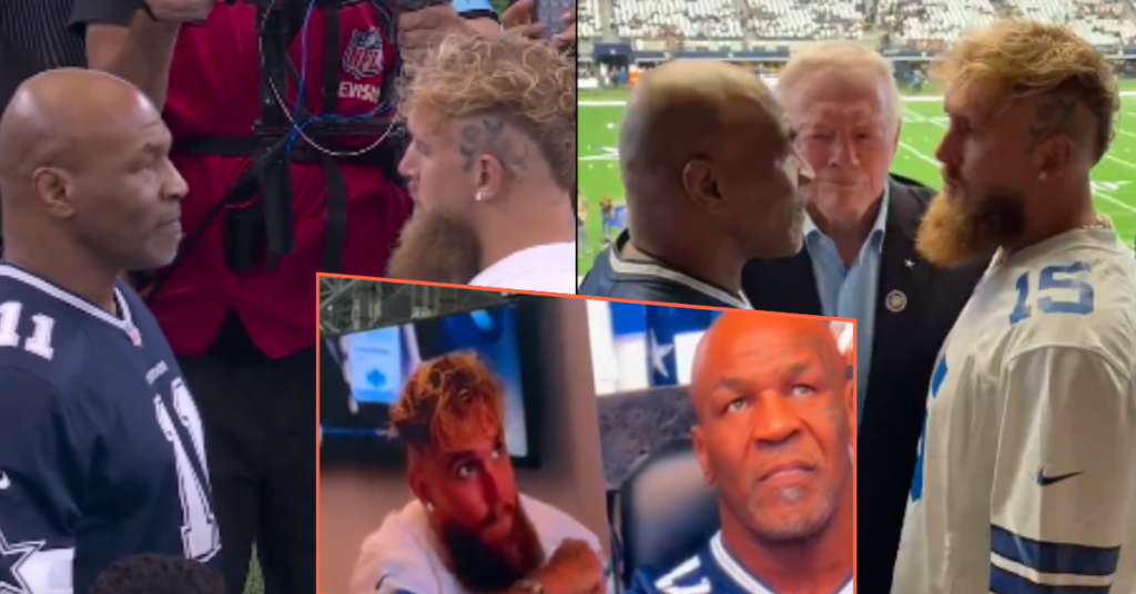 'Iron' Mike Tyson Stares Down Jake Paul with a Face of Stone at Dallas Cowboys Game