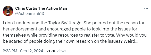 Chris Curtis on Taylor Swift endorsement