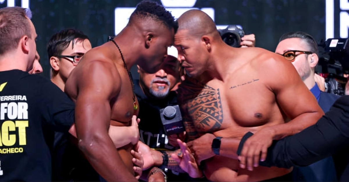 Video – Francis Ngannou butts head with Renan Ferreira during fierce stare down ahead of PFL fight