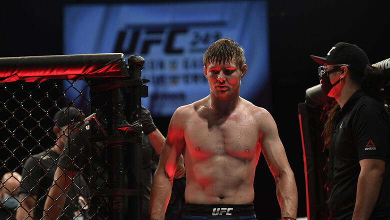 Bryce Mitchell of the United States walks out of the octagon after defeating Charles Rosa of the United States in their Featherweight fight during UFC 249 on May 09 2020