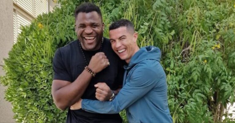 Cristiano Ronaldo Signs Jerseys for Francis Ngannou Ahead of Usyk vs. Fury