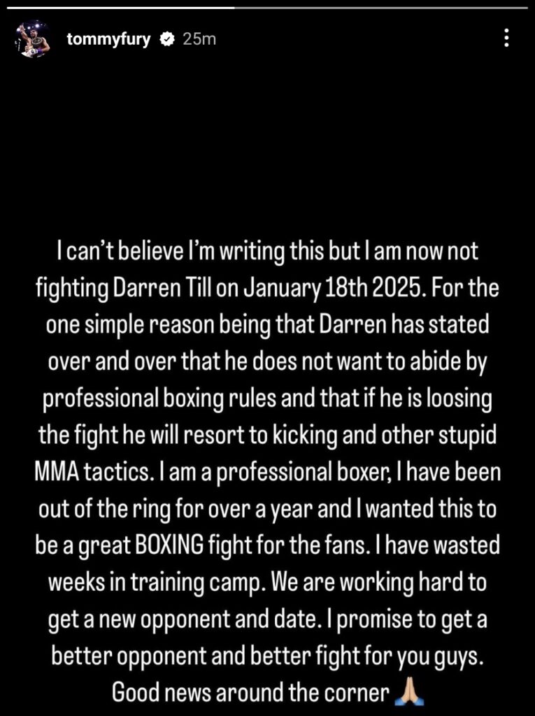 Tommy Fury darren till cancelled