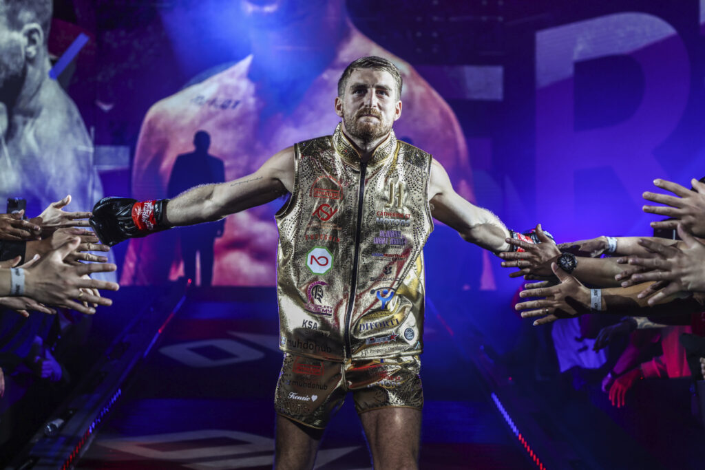 Johnathan Haggerty entrance with flag