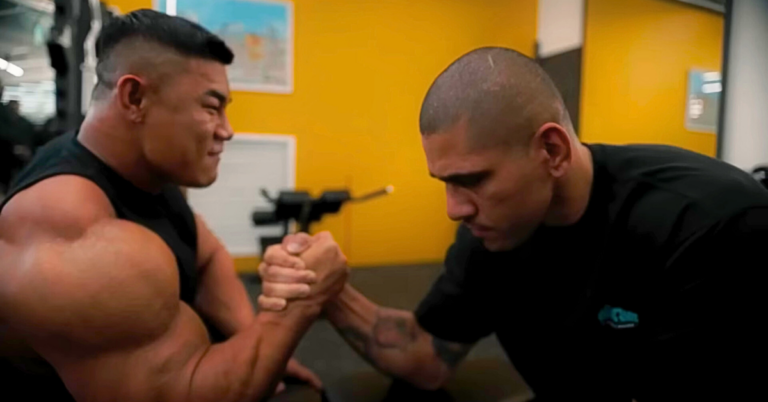 UFC Champion Alex Pereira and 'Physical 100' Star Kim Kang Min Bodybuilder Feud in Armwrestling Showdown